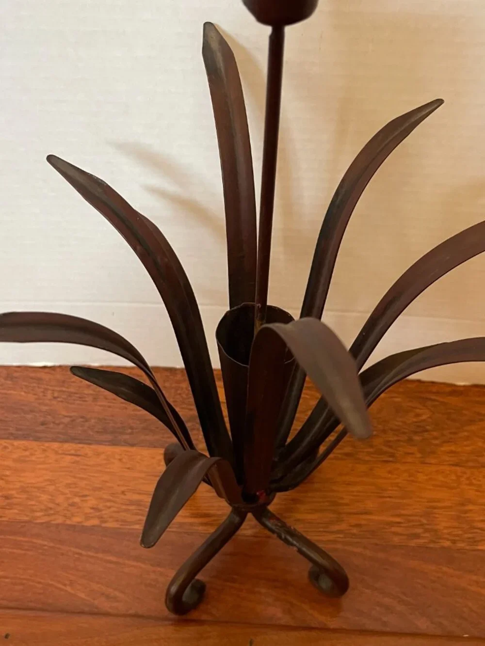 Brown Blades of Wheat Grass Candle Holder Iron Approx.14